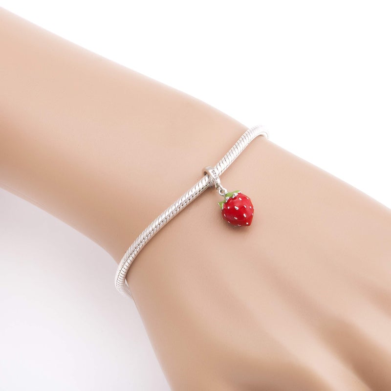 SOUKISS Red Strawberry Charms 925 Sterling Silver Fruit Charms Fits European Bracelet - Image 5